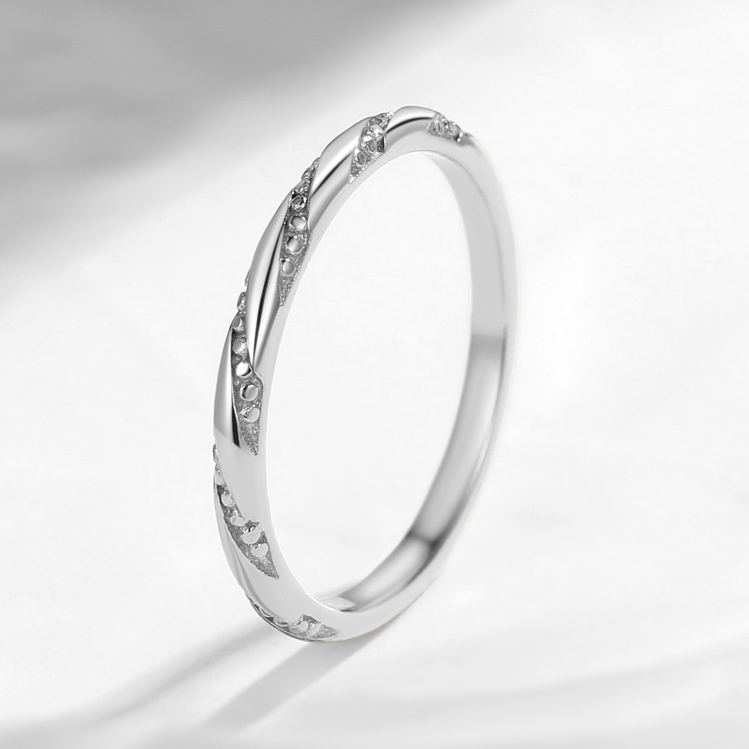 Half Eternity Beaded Twist Stacking Ring