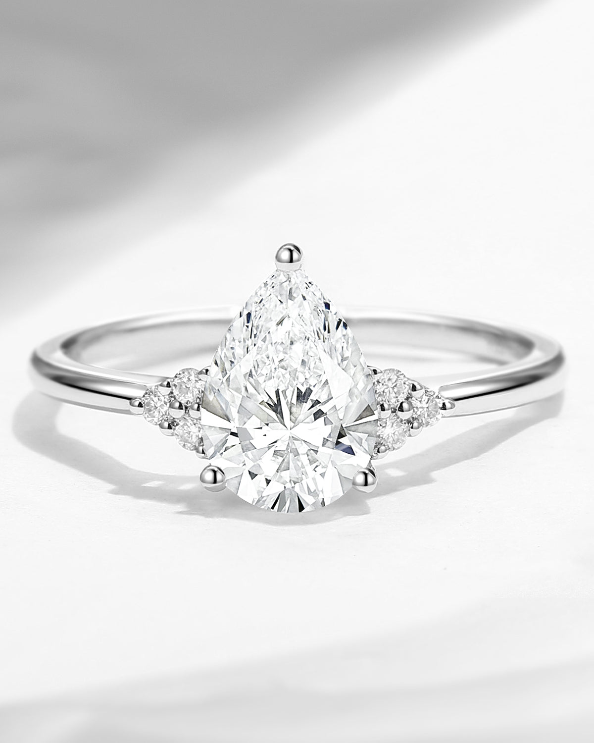 Pear Cut Classic Cluster Lab Diamond Engagement Ring