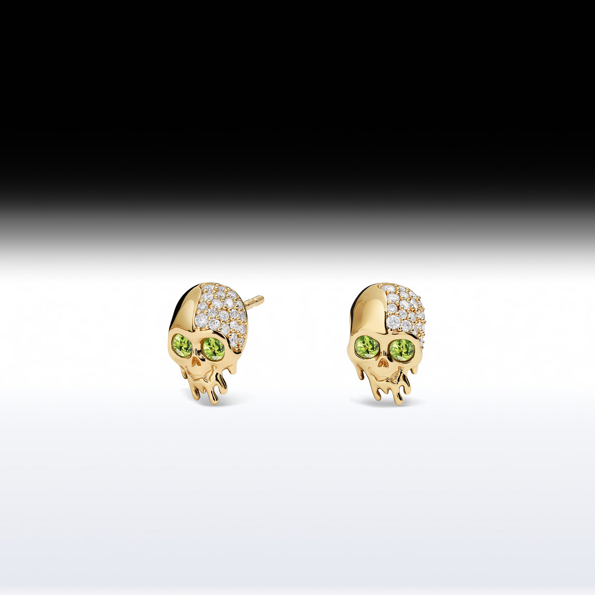 'Melting Skull' - Memento Mori Skull Birthstone Earring