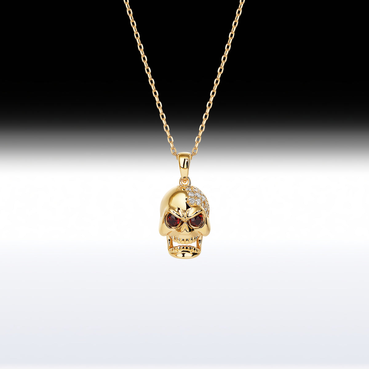'Angry Skull' - Memento Mori Skull Birthstone Necklace