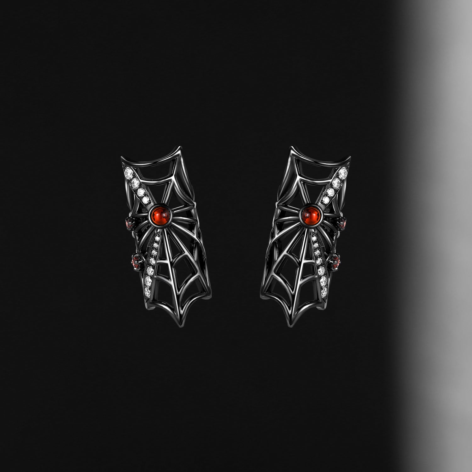 Unique Gothic Spider Web Garnet Earrings Halloween Jewelry Gift