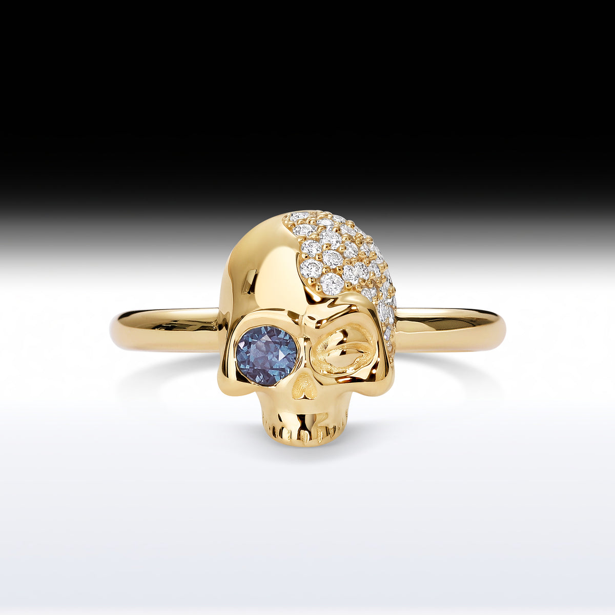 'Winking Skull' - Memento Mori Skull Birthstone Engagement Ring