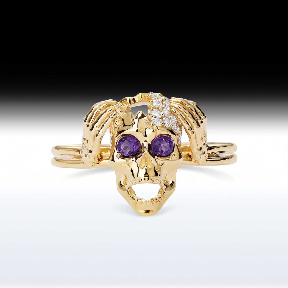'Mind Blown Skull' - Memento Mori Skull Birthstone Engagement Ring