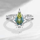 Unique Coffin Fantasy Carved Natural Multi-Colored Sapphire Engagement Ring Star Ring Set 2pcs - Coffin Kite