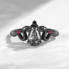 'Serpent's Embrace'- Vintage Twist Coffin Cut Black Rutilated Quartz Engagement Ring