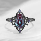 Crescent Moon|Unique Coffin Lab Alexandrite Black Gold 'Evermore' Engagement Ring