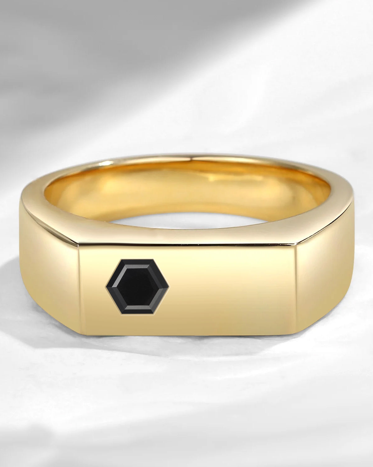 Unique Hexagon Black Moissanite Wedding Band For Men
