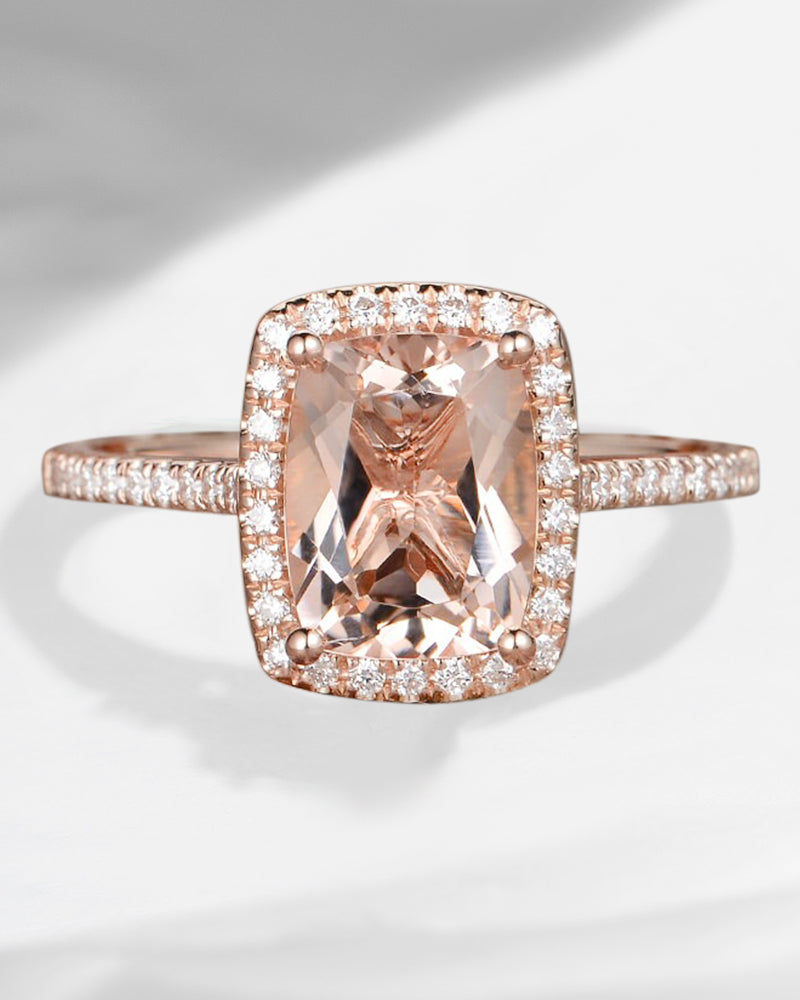 Classic Morganite Cushion Cut Engagement Ring