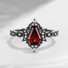 Crescent Moon | Coffin Cut Garnet Black Gold 'Black Statement' Ring