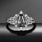 Celtic Moon | Coffin Black Rutilated Quartz Celtic Engagement Ring