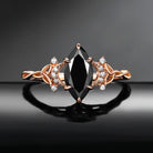 Celtic Moon | Marquise Black Moissanite Twist Engagement Ring