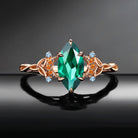 Celtic Moon | Marquise Lab Emerald Twist Engagement Ring