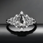 Celtic Moon | Unique Coffin Cut Herkimer Diamond Celtic Engagement Ring