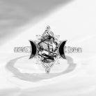 Celtic Moon | Vintage Inspired Oval Cut Black Rutilated Quartz Celtic Engagement Ring