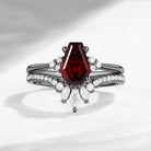 Classic Coffin Cut Garnet Engagement Set 2pcs - White Dress