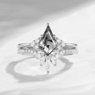 Classic Kite Cut Herkimer Diamond Cluster Engagement Ring Bridal Set 2pcs - Electra