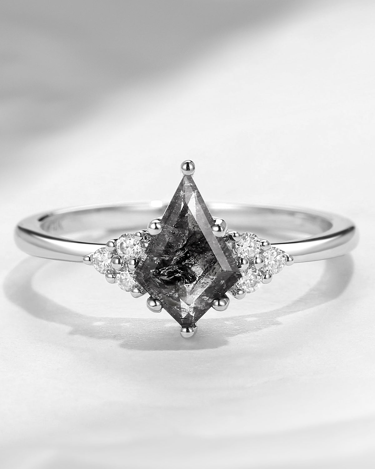 Classic Style Kite Cut Herkimer Diamond Cluster Engagement Ring