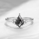 Classic Style Kite Cut Herkimer Diamond Cluster Engagement Ring