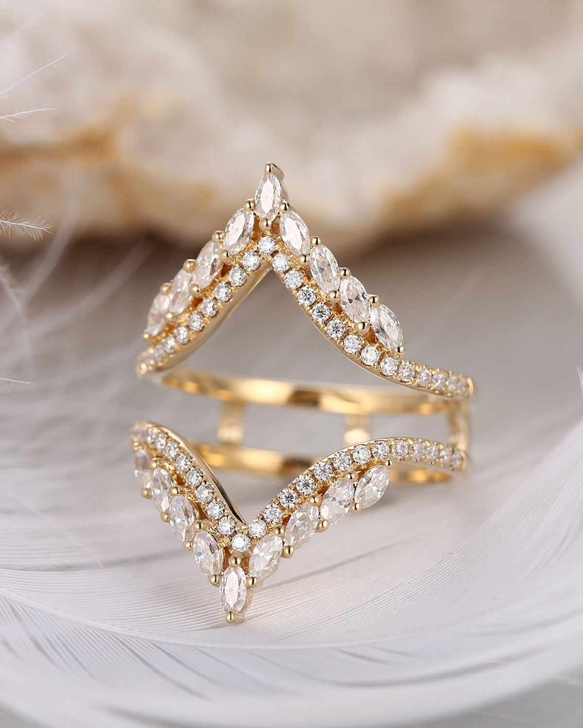Signature Ring Jacket 'Guardian Angel' Cluster Cage Ring 2pcs