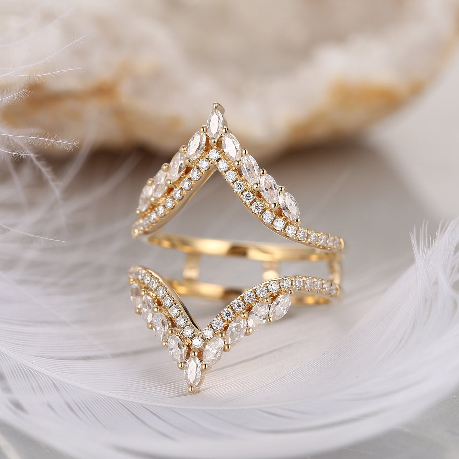 Signature Ring Jacket 'Guardian Angel' Cluster Cage Ring 2pcs