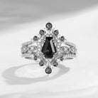 Crescent Moon | Coffin Cut Herkimer Diamond Ring 3pcs 18k - Till Death Do Us Part