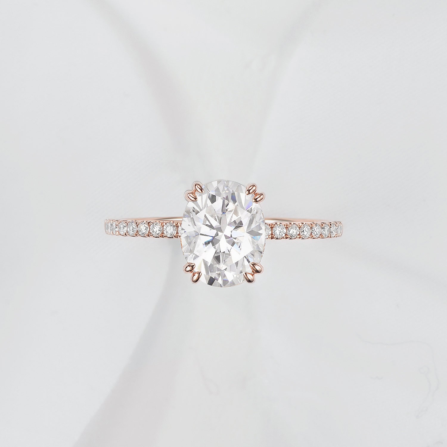 1.0-2.0ct Oval Cut Lab Diamond Classic Pavé Ring