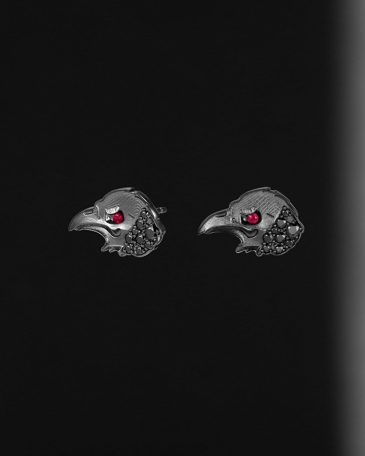 Gothic Dark Crow Inspired Gemstone Stud Earrings Halloween Jewelry Gift