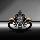 Gothic Style Unique Snake Inspired Oval Cut Black Rutilated Quartz Engagement Ring
