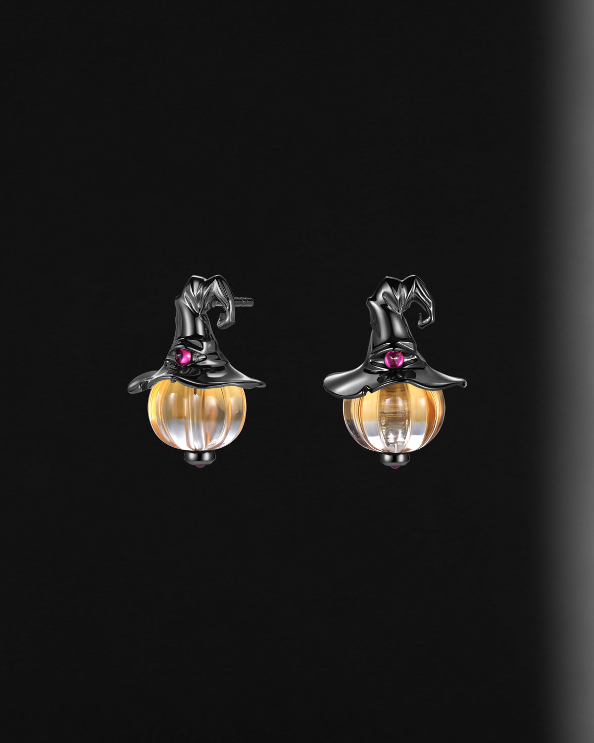 Halloween Jewelry Gift Unique Pumpkin Shaped Citrine Gemstone Stud Earrings