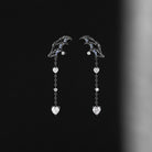 Heart Shaped Moissanite Black Gold Earrings Halloween Jewelry