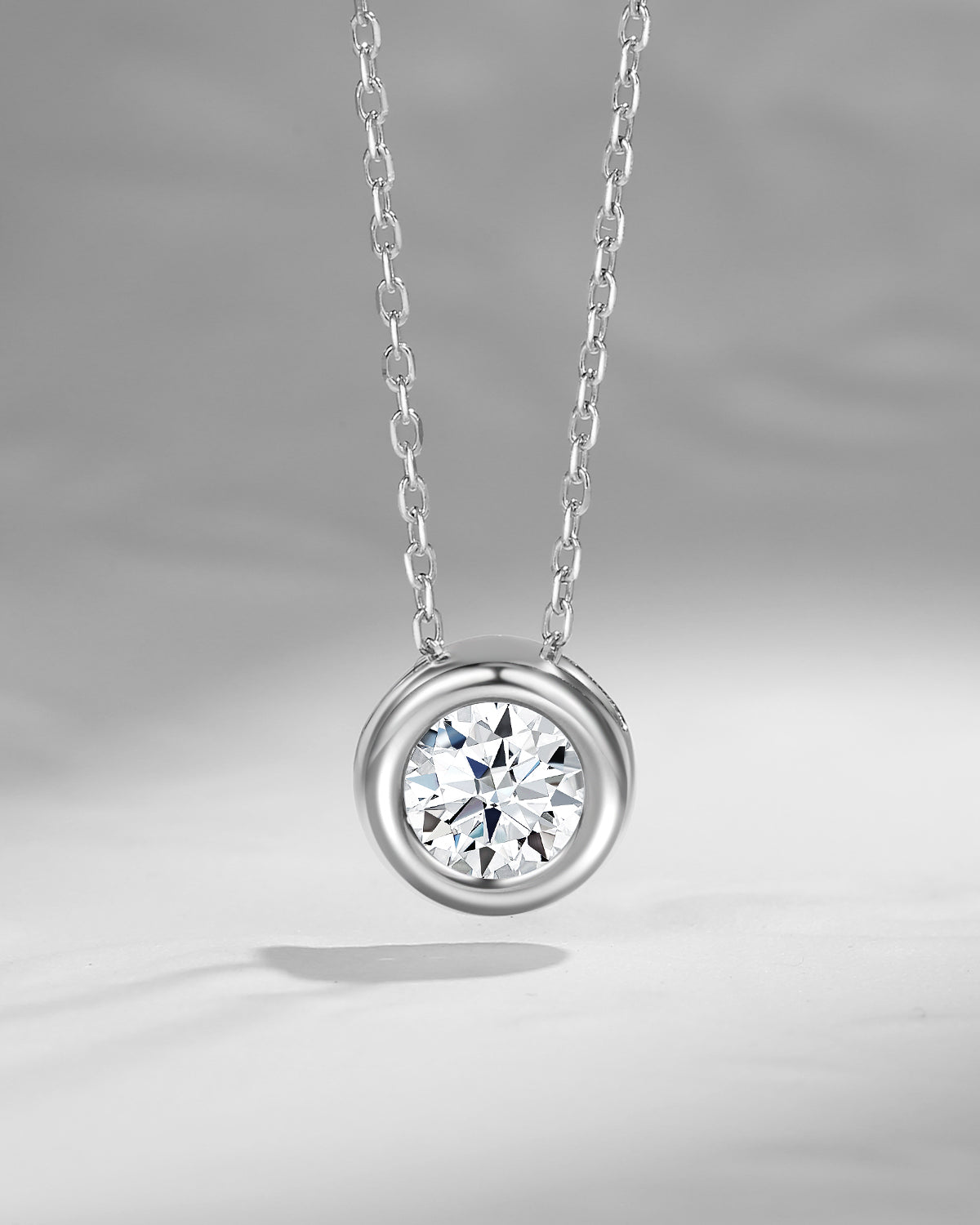 Minimalist Moissanite Round Solitaire Necklace