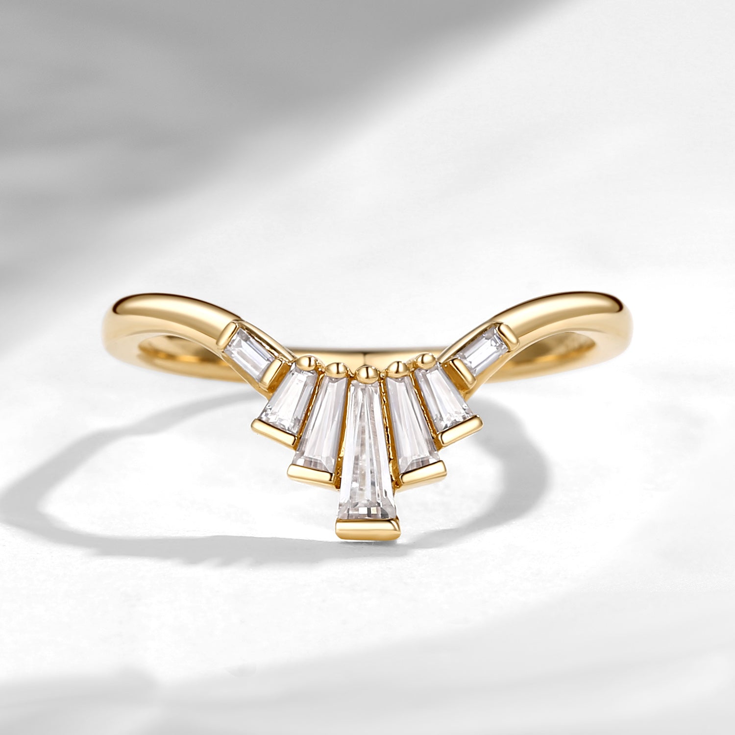 Baguette Cut Vintage Inspired Curved Wedding Band