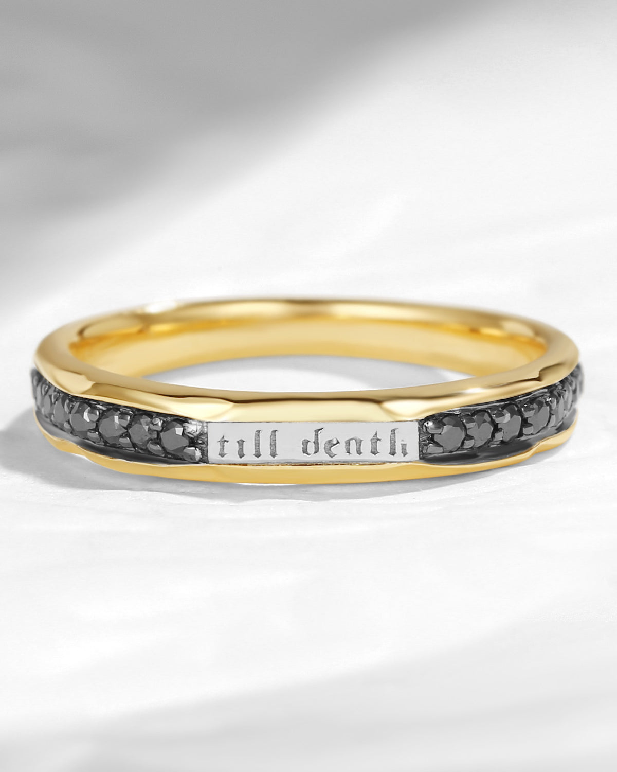 Black Moissanite Full Eternity Wedding Band Promise Ring- Till Death