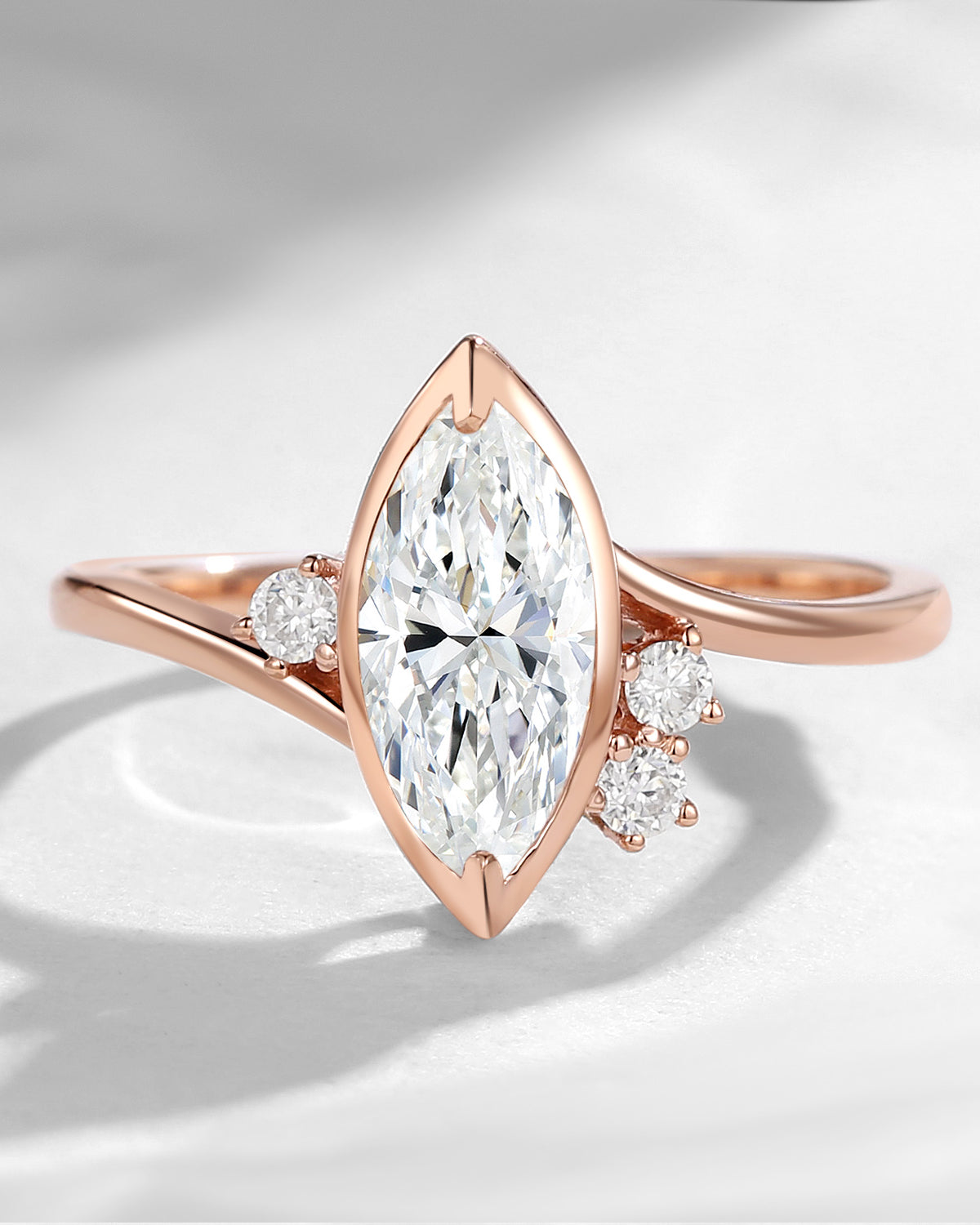 Marquise Cut Moissanite Twist Engagement Ring - Weaving Love