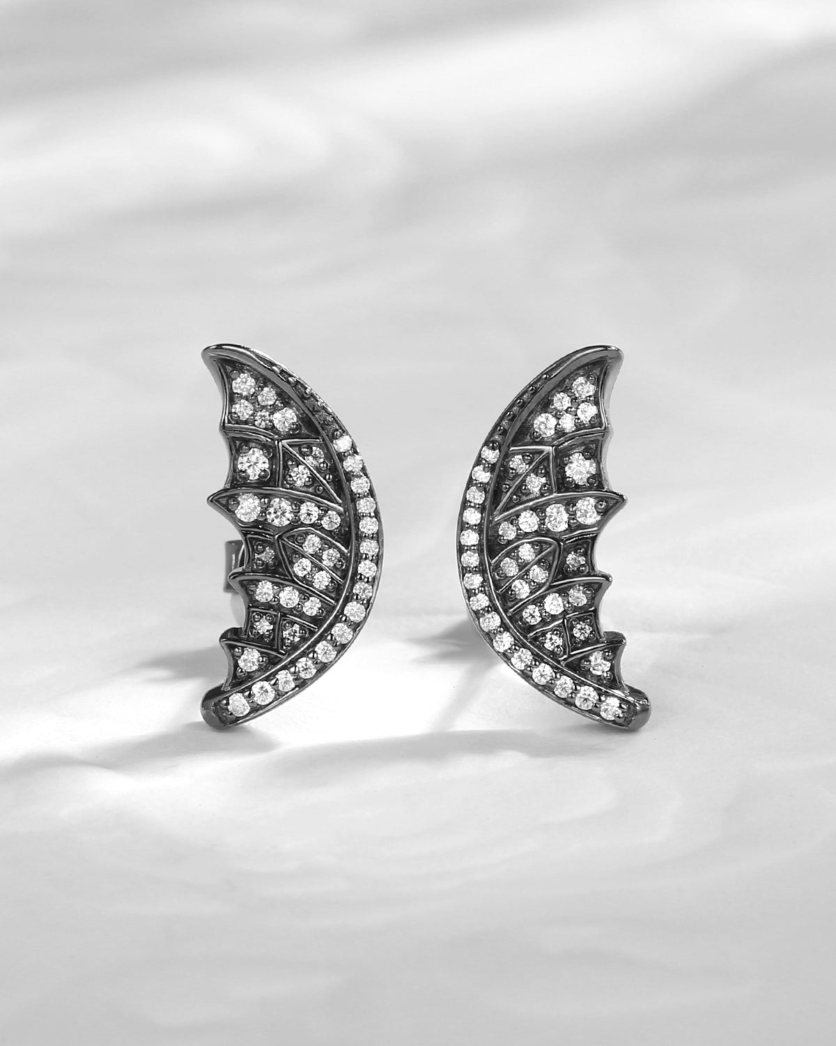 Wing Inspired Moissanite Black Gold Earrings