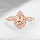 Pear Shaped Art Deco Morganite Engagement Ring