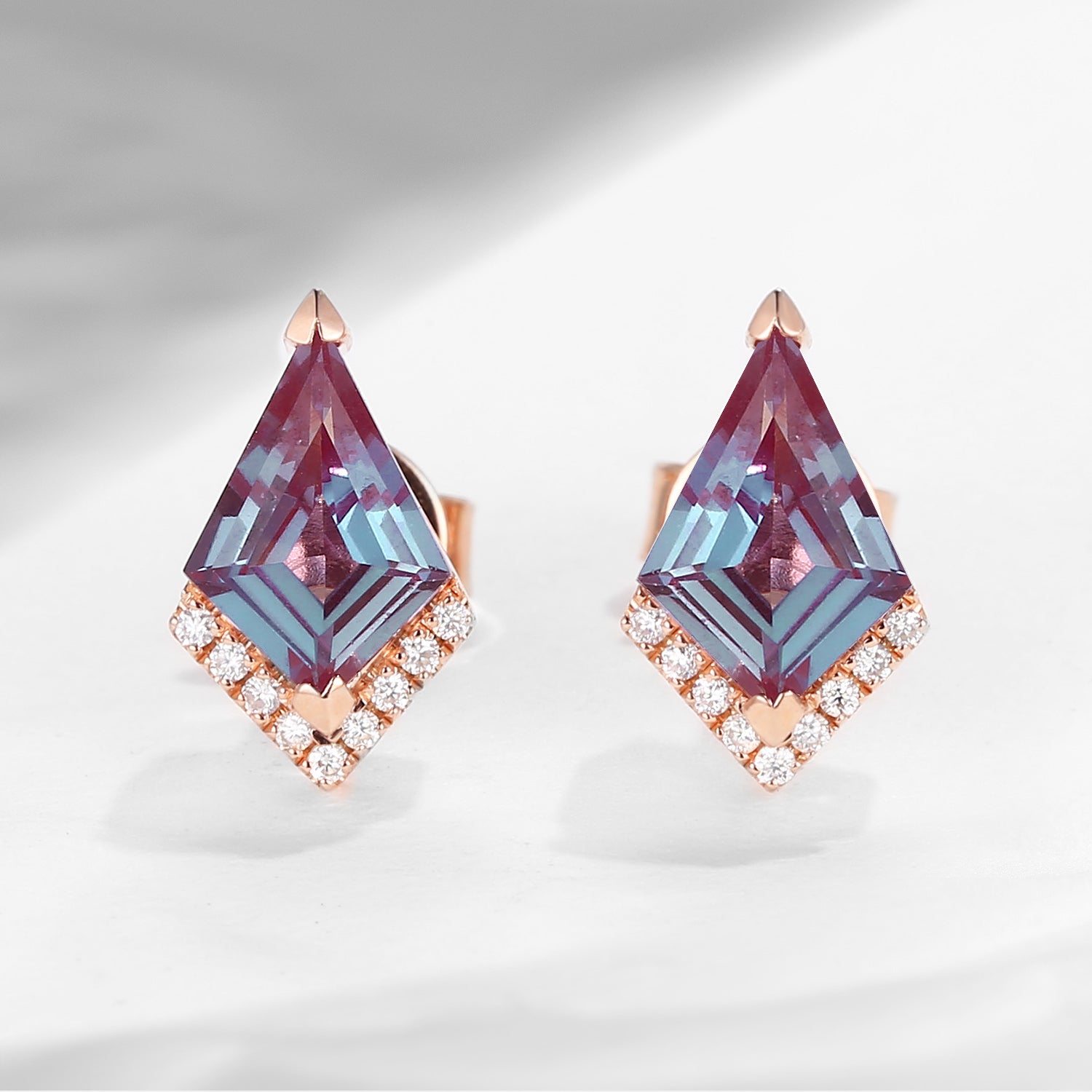 Kite Cut Alexandrite Earrings