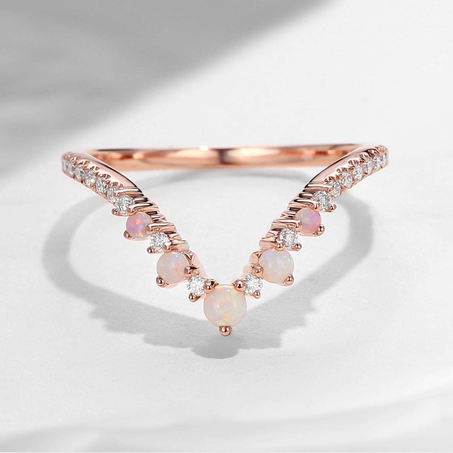 Natural Opal Curved Wedding Band
