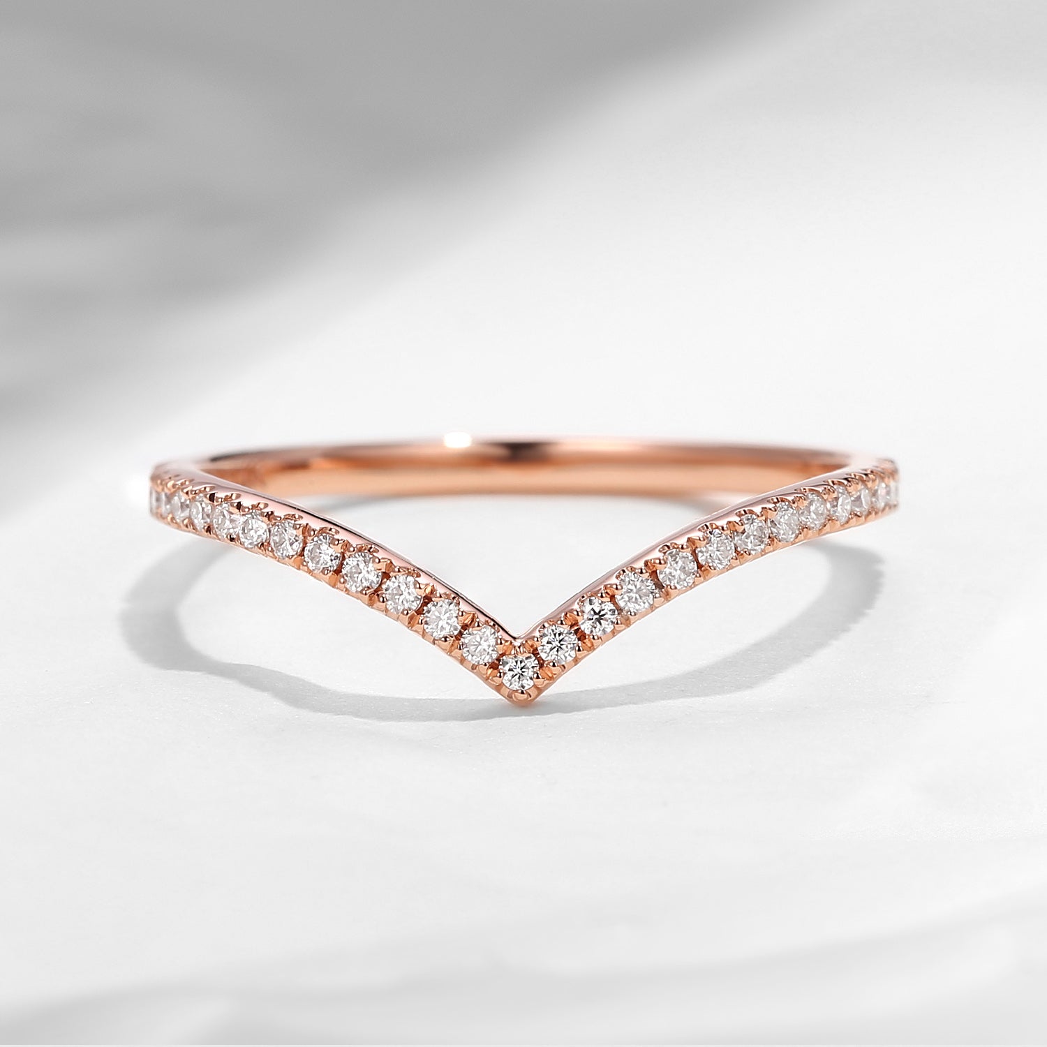 V Shape Moissanite Dainty Stacking Ring