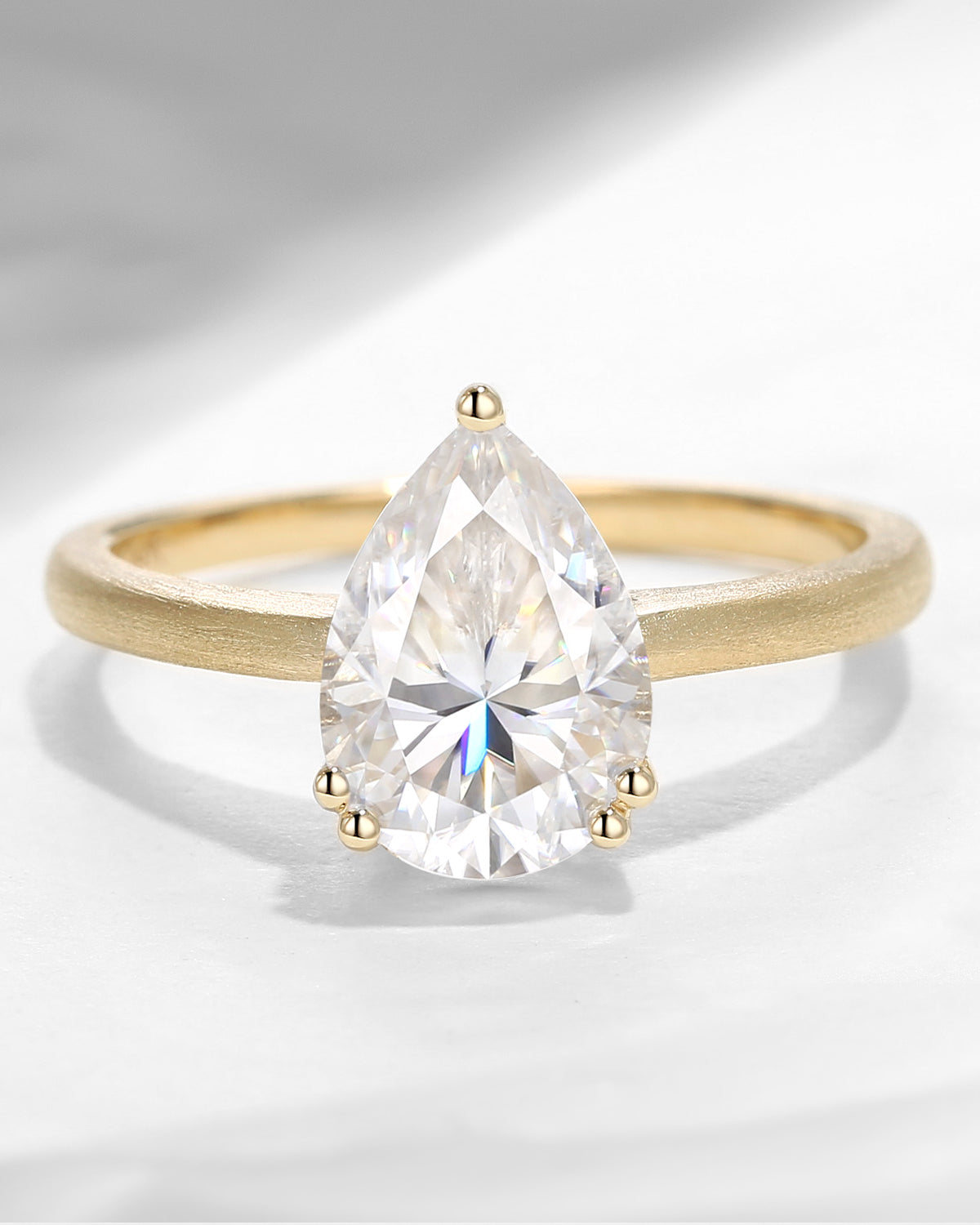 Textured Pear Shaped Moissanite Ring