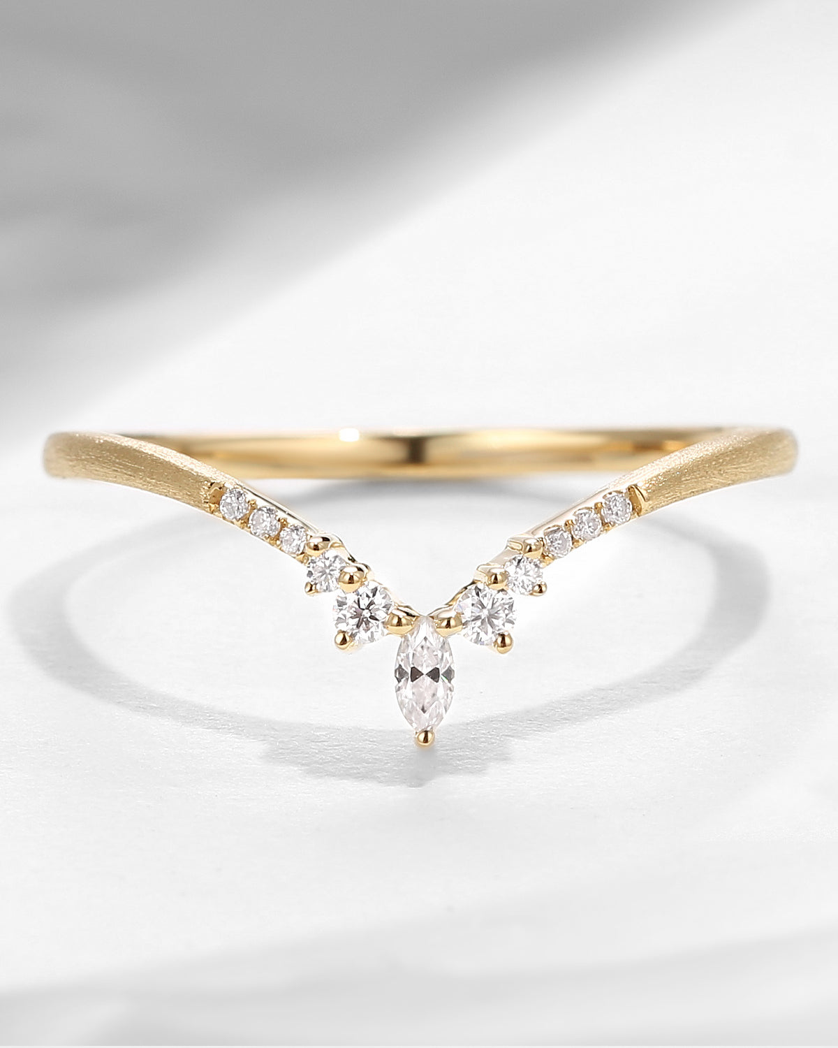 Marquise Cut Chevron Ring Women Dainty Wedding Band