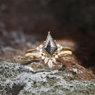Kite Cut Natural Salt and Pepper Diamond Engagement Ring - Electra