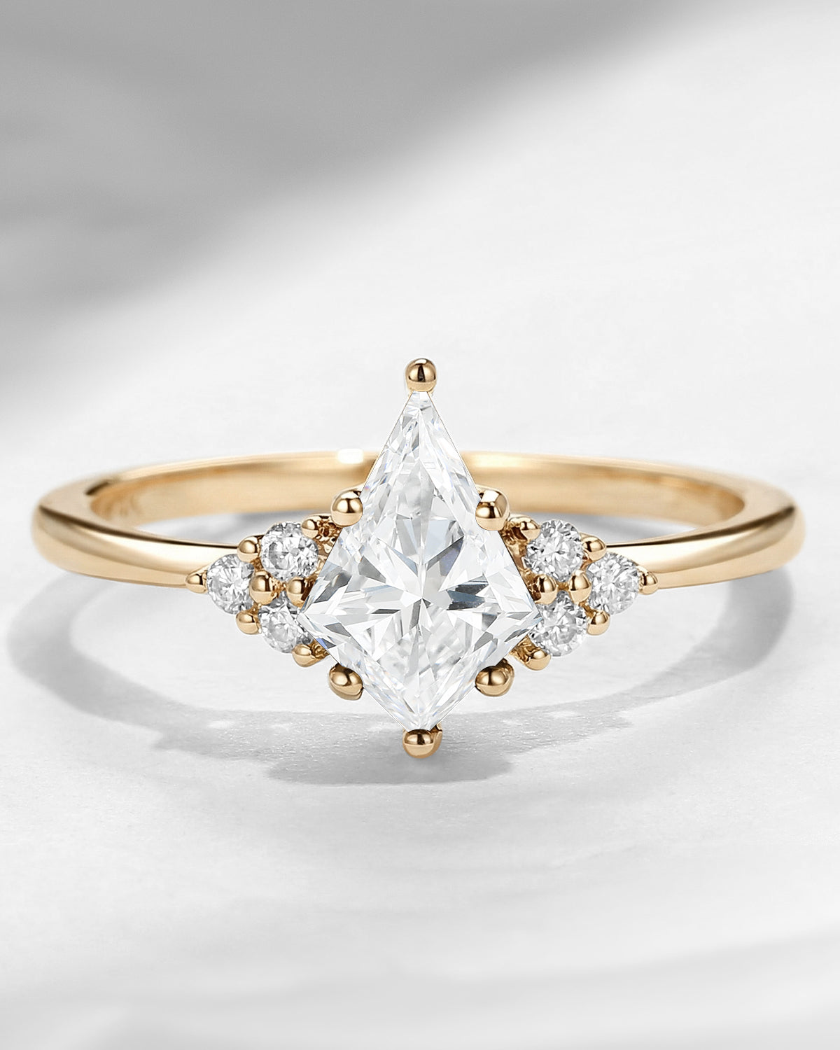 Classic Style Kite Cut Lab Diamond Cluster Engagement Ring