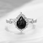 Vintage Pear Cut Black Rutilated Quartz Engagement Ring