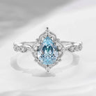 Vintage Pear Shaped Natural Aquamarine Engagement Ring