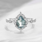 Vintage Pear Shaped Moss Agate Engagement Ring