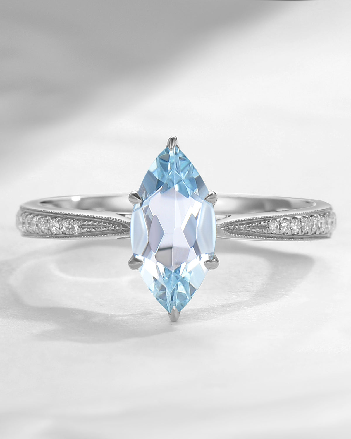 Antique Marquise Aquamarine Engagement Ring