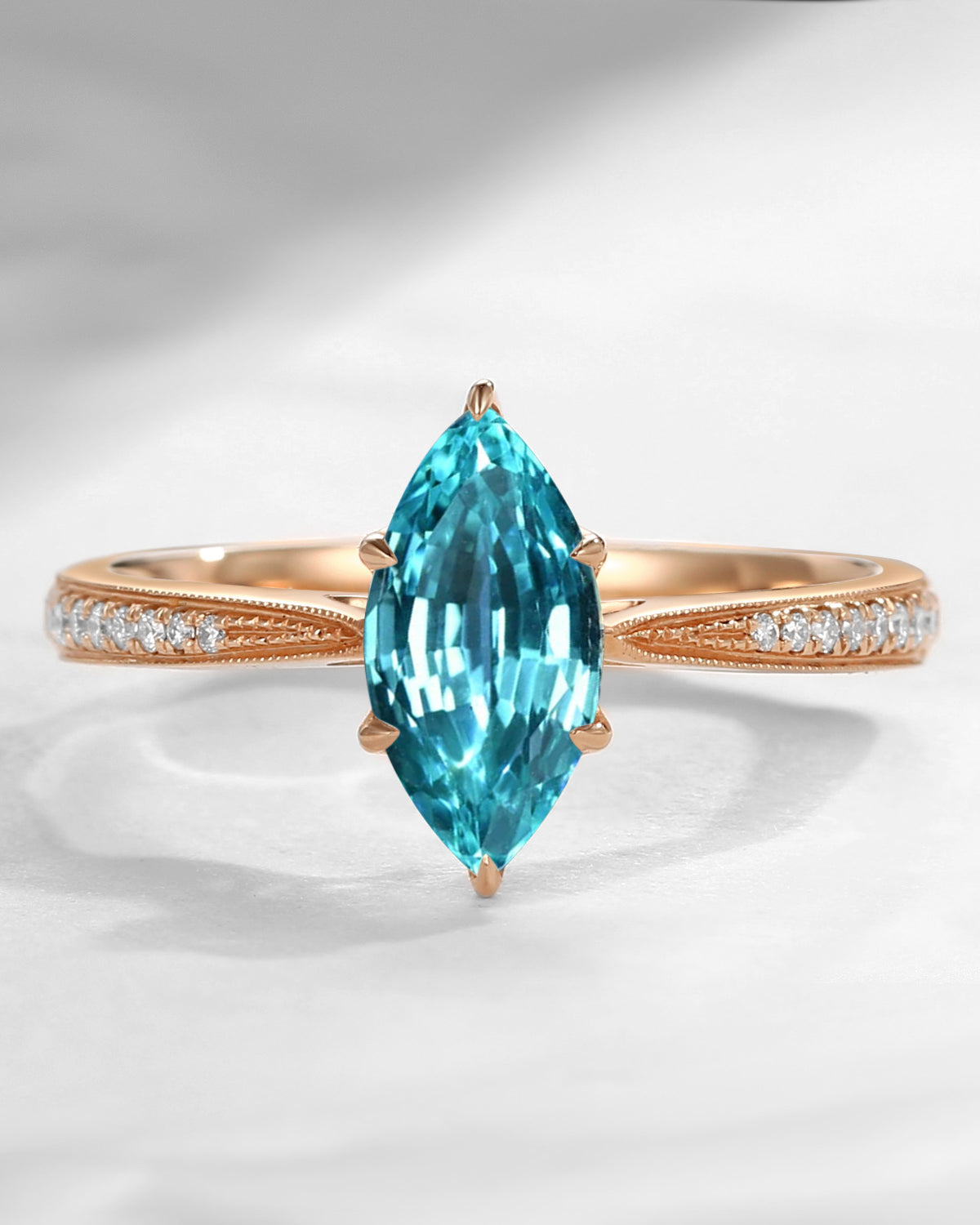 Antique Marquise Lab Paraiba Engagement Ring