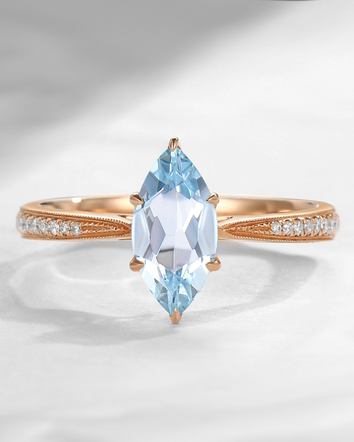 Antique Marquise Aquamarine Engagement Ring