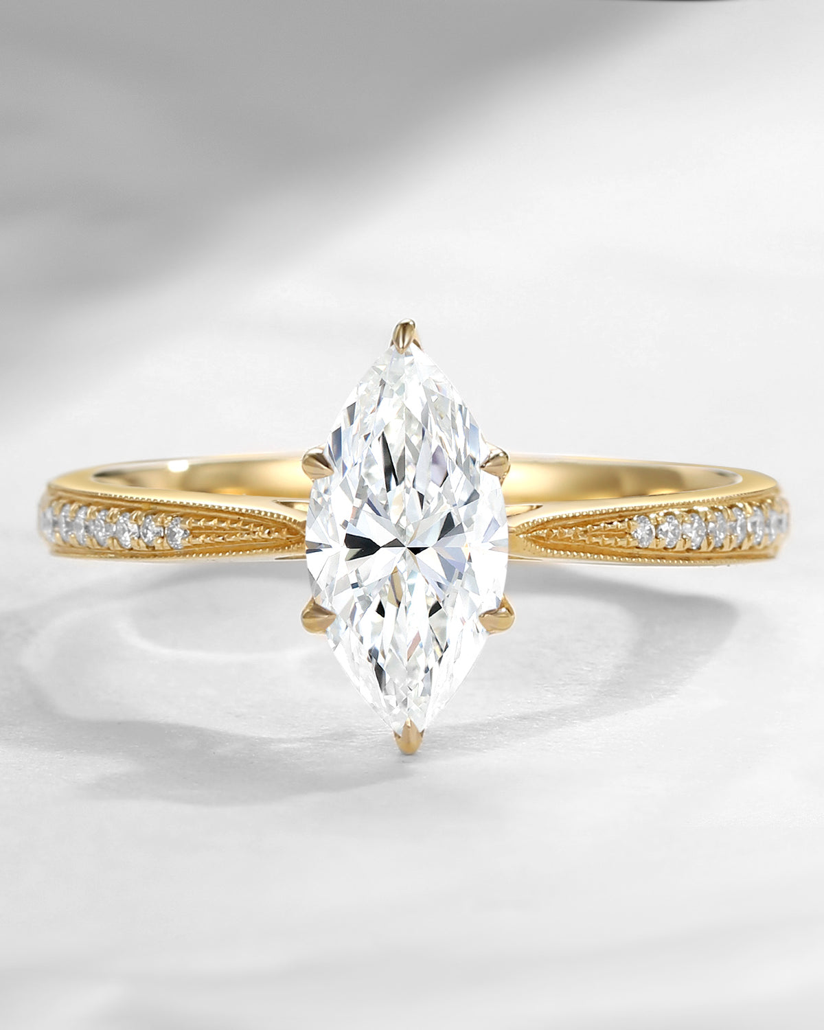 1ct Antique Marquise Moissanite Engagement Ring
